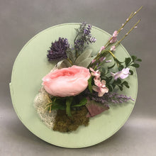 Load image into Gallery viewer, Green Painted Wood Hatbox with Foliage
