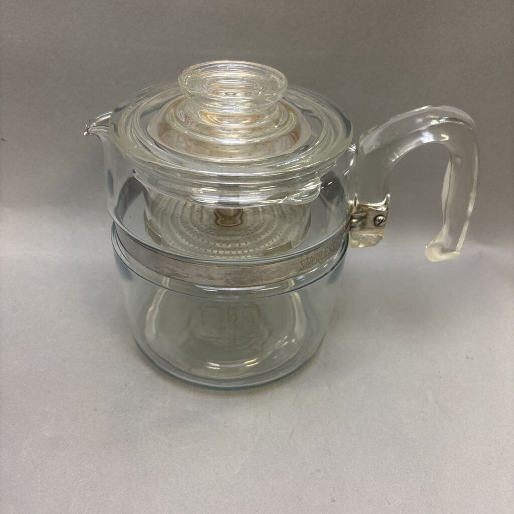 Vintage Pyrex Flameware Glass Perculator 6-9 Cup Coffee Pot (8