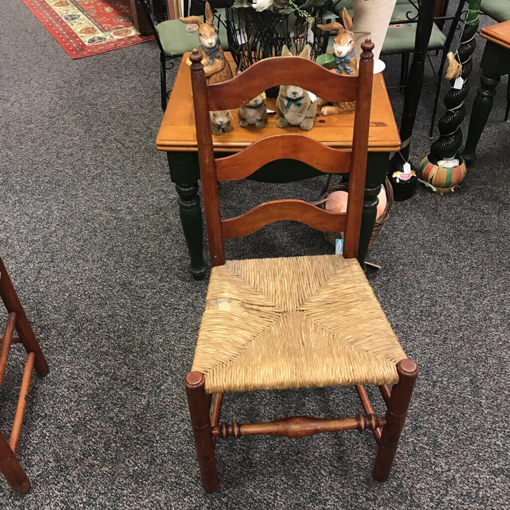 Ladder Back Wood Chair w/Woven Seat AS IS (39x19x16)