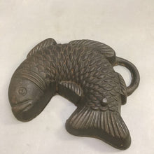 Load image into Gallery viewer, Antique Enameled Cast Iron Fish Form, Mold. Cornbread Fish Cakes Baking (8&quot;)
