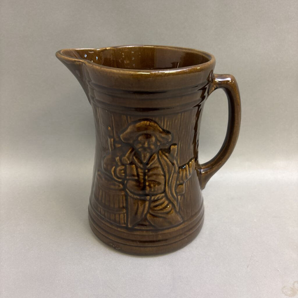 Vintage Brown Brush-McCoy Buccaneer Stoneware Pitcher (8