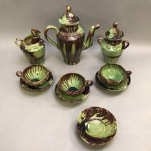 Load image into Gallery viewer, Mexican Green Drip Pottery 10pc Tea Set (As-Is) (10&quot;)

