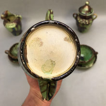Load image into Gallery viewer, Mexican Green Drip Pottery 10pc Tea Set (As-Is) (10&quot;)
