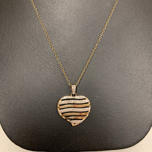 Load image into Gallery viewer, Ross Simons Sterling Gold Plate Diamond Heart Pendant on 18" Chain
