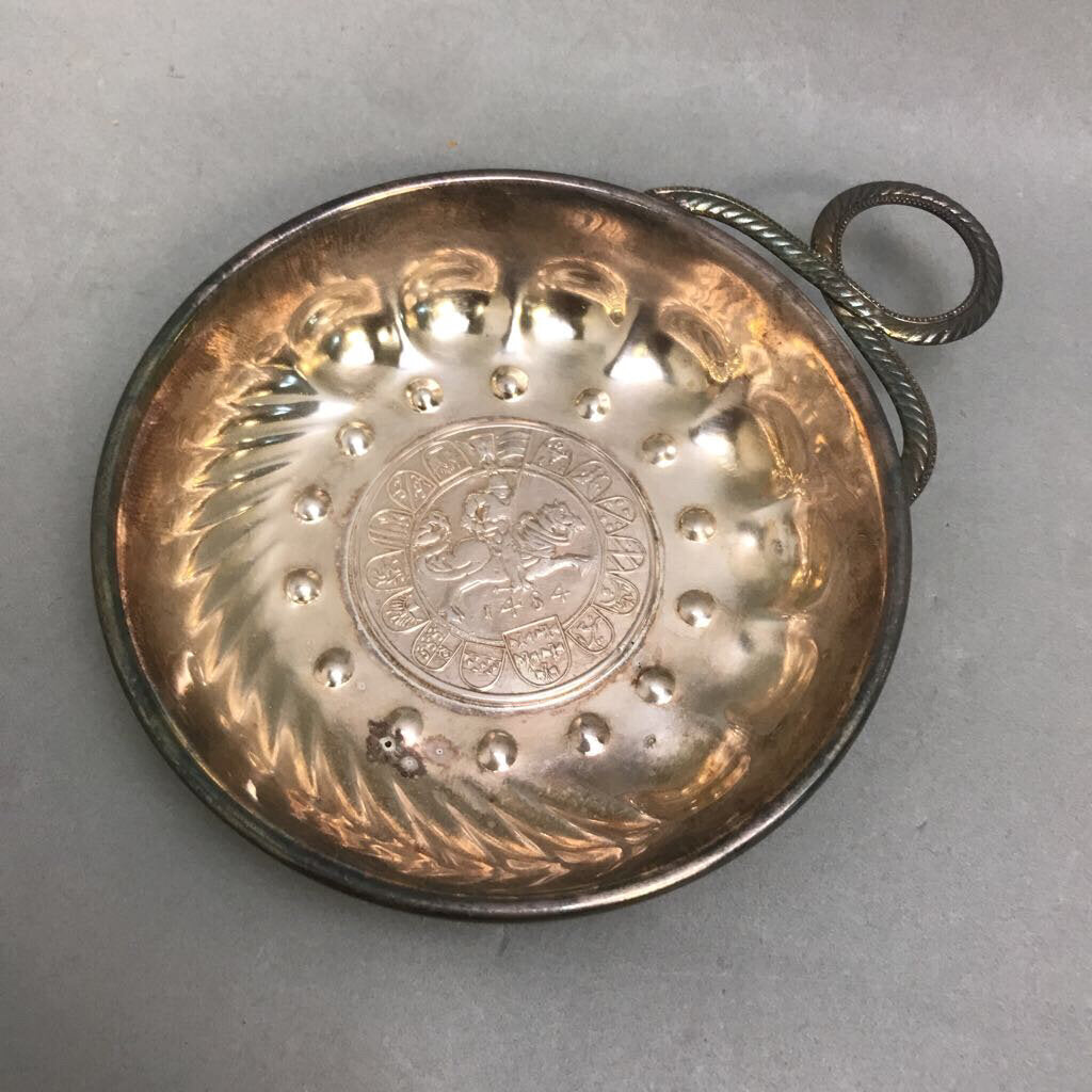 Vintage Silverplate Wine Tasting Cup w/ Sigismund Archduke Austria Coin (4.5x3.5)