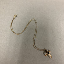 Load image into Gallery viewer, Ross Simons Sterling Gold Plated Sapphire Cross Pendant on 18&quot; Chain
