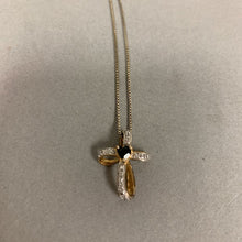 Load image into Gallery viewer, Ross Simons Sterling Gold Plated Sapphire Cross Pendant on 18&quot; Chain
