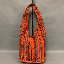 Load image into Gallery viewer, Orange Striped Sequined Sari Shoulder Bag Purse (11x11x4&quot;)
