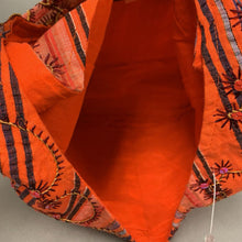 Load image into Gallery viewer, Orange Striped Sequined Sari Shoulder Bag Purse (11x11x4&quot;)
