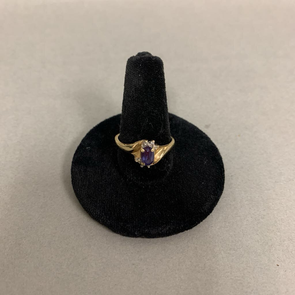 10K Gold Topaz Diamond Ring sz 8 (1.8g)