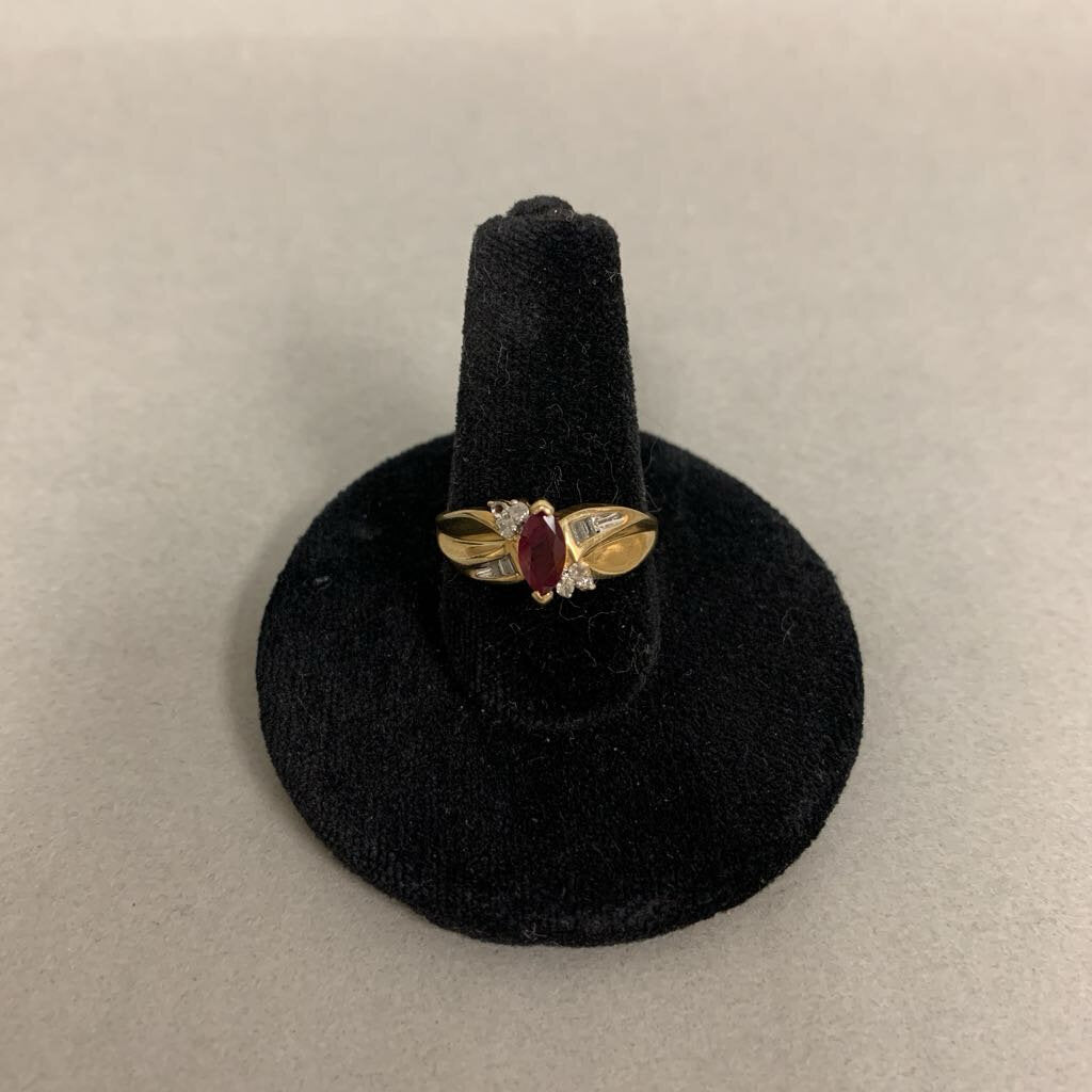 10K Gold Ruby Diamond Ring sz 6 (2.5g)