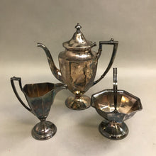 Load image into Gallery viewer, Homan Silverplate Teapot w/ Forbes Cream Pitcher &amp; Sugar Basket (10&quot;)
