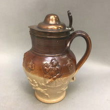 Load image into Gallery viewer, Antique Lidded Jug Salt Glazed Hunting Scene (6&quot;)
