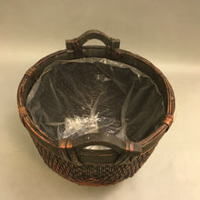 Load image into Gallery viewer, Vintage Weaved Straw &amp; Wood Wicker Basket with Handles (9&quot;)
