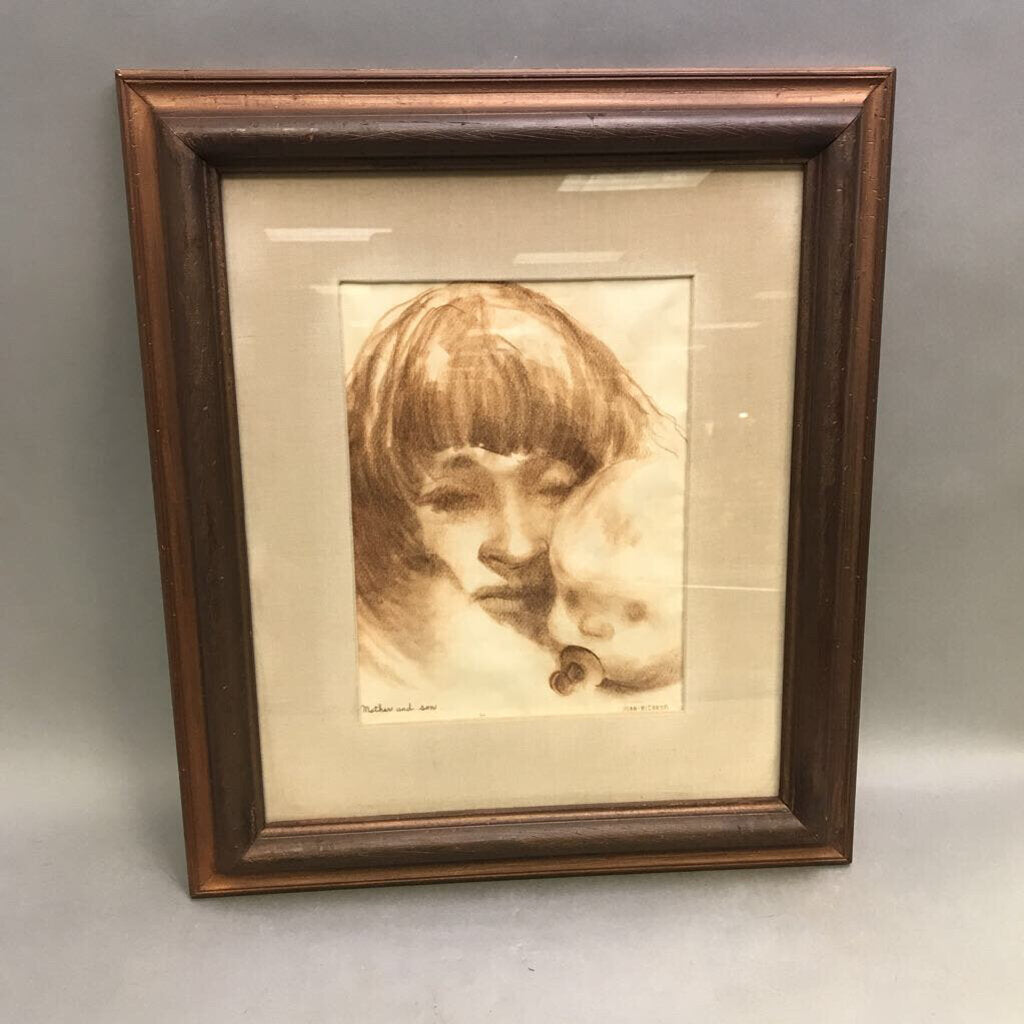 Juan Richard Mother and Son Framed Print (19x17)