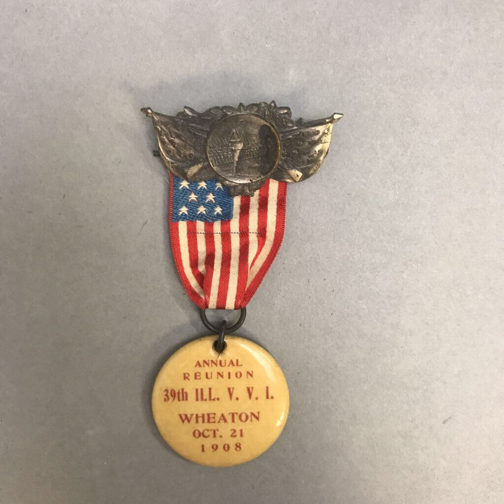 Antique Annual Reunion 39th ILL. V. V. I. Wheaton Oct 21 1908 Pin Ribbon (4