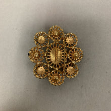 Load image into Gallery viewer, Vintage Emmons Signed Black &amp; Red Glass Cabochon Rhinestone Brooch Pin (2&quot;)
