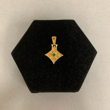 Load image into Gallery viewer, 18K Gold Plated Sterling Bejeweled Byzantine Rhombus Pendant (1.25")
