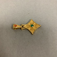 Load image into Gallery viewer, 18K Gold Plated Sterling Bejeweled Byzantine Rhombus Pendant (1.25")
