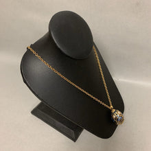 Load image into Gallery viewer, Vintage Joan Rivers Faberge Imperial Blue Pearl Enamel Egg Pendant on 32&quot; Chain
