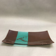 Load image into Gallery viewer, Brown &amp; Green Fused Glass Art with Bird Tray (7x14)
