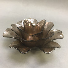 Load image into Gallery viewer, Silver Smoke Glass Lotus Flower Candle Tea Light Holder (3x7)
