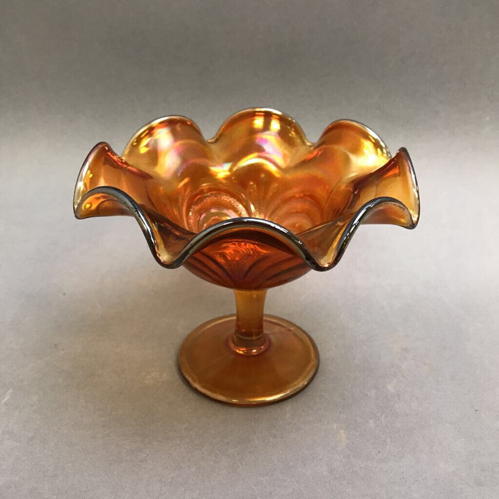 Amber Carnival Glass Compote (4.5x5x5)