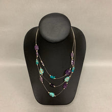 Load image into Gallery viewer, Sterling Amethyst Turquoise Illusion Wire Necklace (16")
