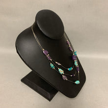 Load image into Gallery viewer, Sterling Amethyst Turquoise Illusion Wire Necklace (16&quot;)
