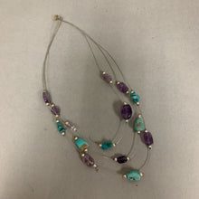 Load image into Gallery viewer, Sterling Amethyst Turquoise Illusion Wire Necklace (16&quot;)
