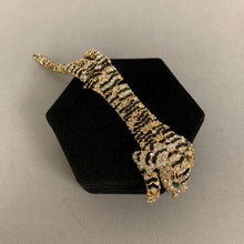 Load image into Gallery viewer, Vintage Rhinestone Enamel Articulated Leopard Shoulder Brooch Pin (8&quot;)
