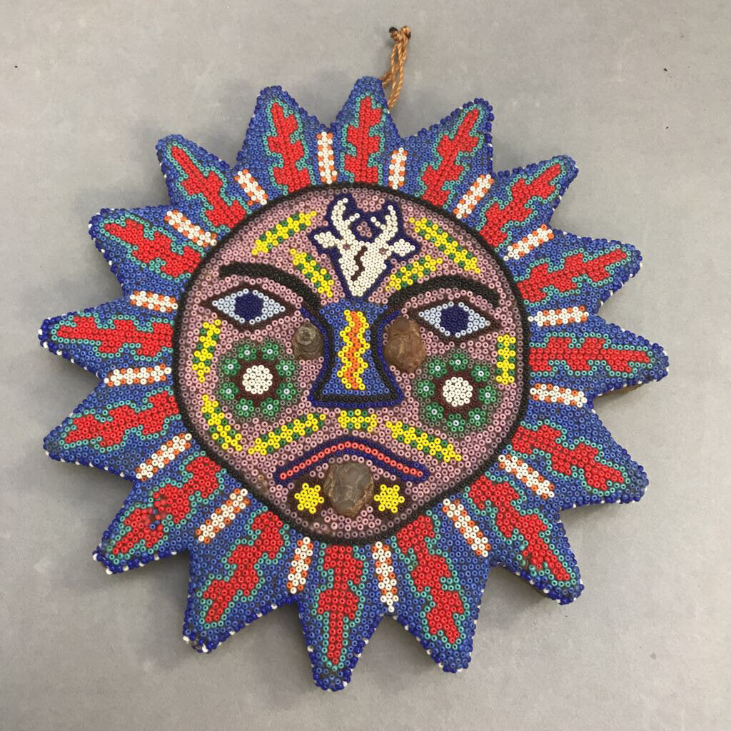 Huichol Mexico Beaded Folk Art Sunface (8