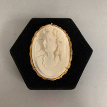 Load image into Gallery viewer, 14K Gold Vintage Italian Carved Bone 2.5&quot; Cameo Brooch w/ Pendant Loop (28.2g)
