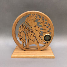 Load image into Gallery viewer, Carved Native American Silhouette w/ Clock (7.5x7x3.5)
