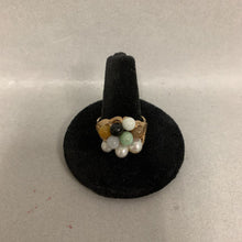 Load image into Gallery viewer, 14K Gold Multicolored Jade Pearl Onyx Ring sz 8.5 (6.8g)
