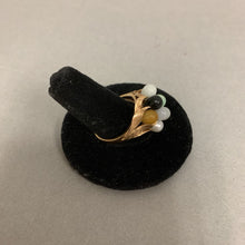 Load image into Gallery viewer, 14K Gold Multicolored Jade Pearl Onyx Ring sz 8.5 (6.8g)
