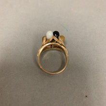 Load image into Gallery viewer, 14K Gold Multicolored Jade Pearl Onyx Ring sz 8.5 (6.8g)
