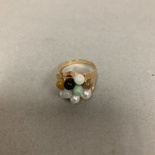 Load image into Gallery viewer, 14K Gold Multicolored Jade Pearl Onyx Ring sz 8.5 (6.8g)
