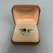 Load image into Gallery viewer, 14K Gold Multicolored Jade Pearl Onyx Ring sz 8.5 (6.8g)
