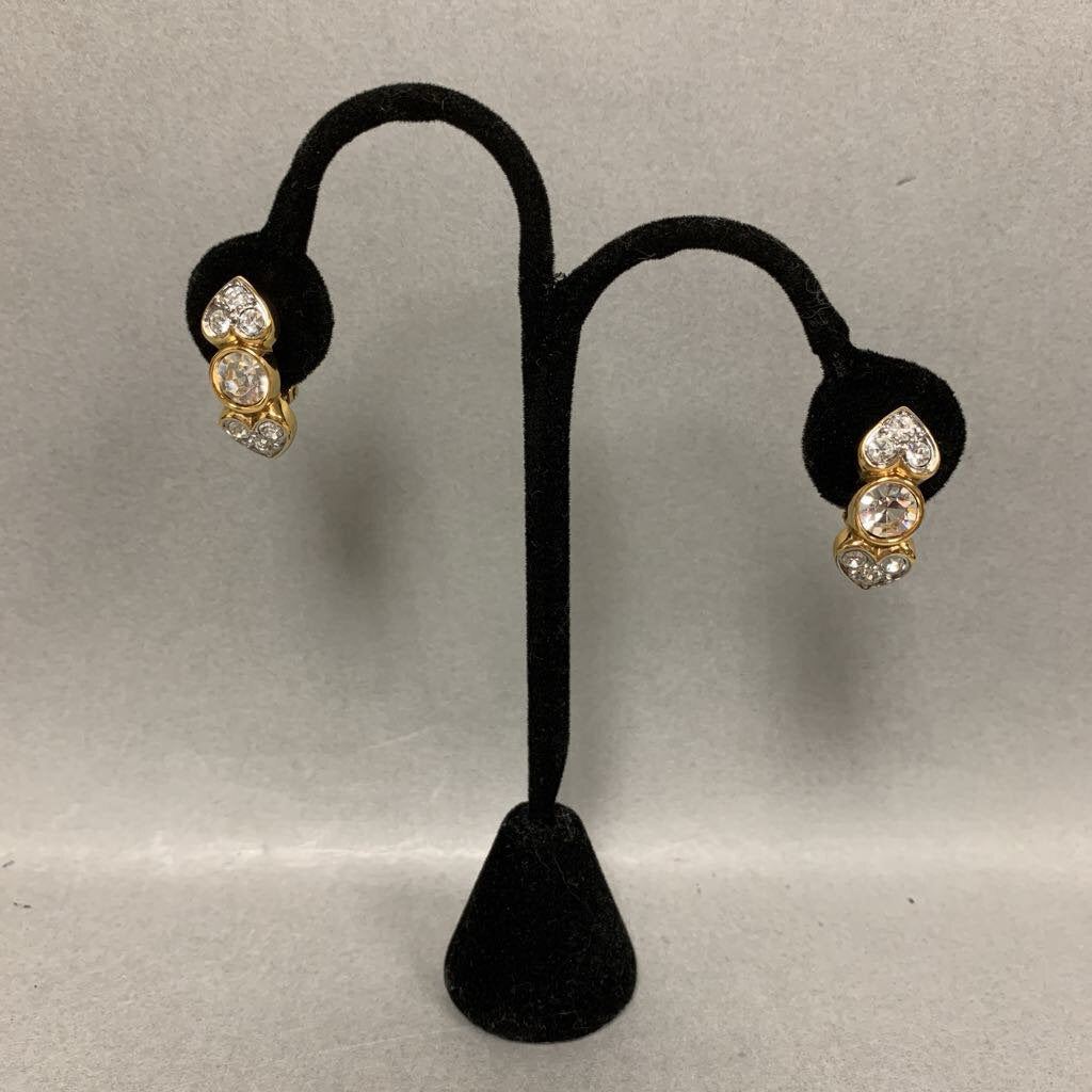 Swarovski Gold Plated Crystal Kisses & Hugs Clip Earrings