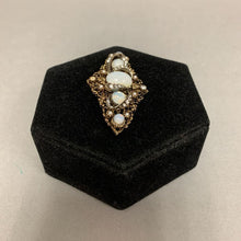Load image into Gallery viewer, Vintage Art Arthur Pepper Victorian Revival Faux Moonstone Brooch Pin (2.5")
