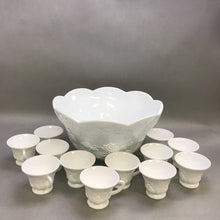 Load image into Gallery viewer, Vintage Milk Glass Harvest Grape Punch Bowl Set w/ 12 Matching Cups (7x13)
