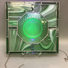 Load image into Gallery viewer, Art Glass Window Vintage Uranium Depression Plate Stained Glass (12.5x12.5)
