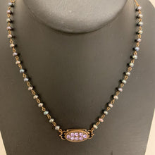 Load image into Gallery viewer, Liz Palacios Bronze Gray Pearl Purple Crystal Necklace (16")
