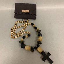 Load image into Gallery viewer, Ali Khan Onyx Cat's Eye Smokey Quartz Beaded Cross Necklace (28")

