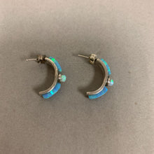 Load image into Gallery viewer, Vintage Native American Signed Sterling Fire Opal Earrings (1&quot;)
