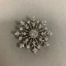 Load image into Gallery viewer, JCM Sterling Cubic Zirconia Snowflake Brooch Pin w/ Pendant Loop (2&quot;)
