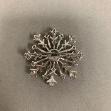 Load image into Gallery viewer, JCM Sterling Cubic Zirconia Snowflake Brooch Pin w/ Pendant Loop (2&quot;)
