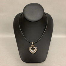Load image into Gallery viewer, Espo Sterling Heart Pendant on Black Cord Necklace (18&quot;)
