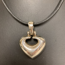 Load image into Gallery viewer, Espo Sterling Heart Pendant on Black Cord Necklace (18&quot;)
